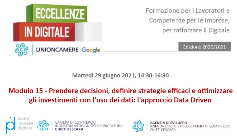 Eccellenze in Digitale - 29 giugno 2021: 15&deg; modulo